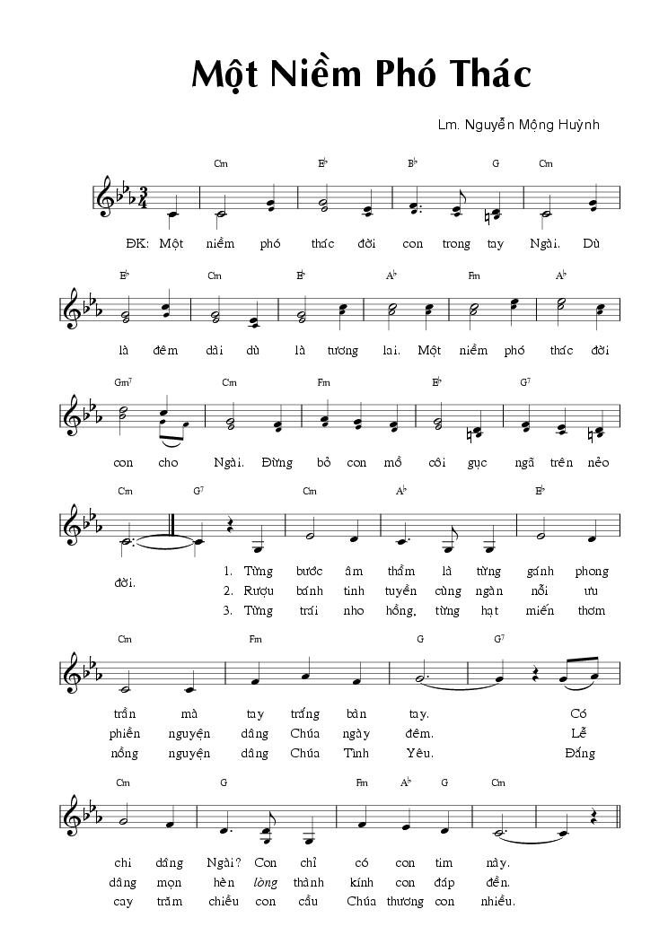 Sheet nhạc Một Niềm Phó Thác